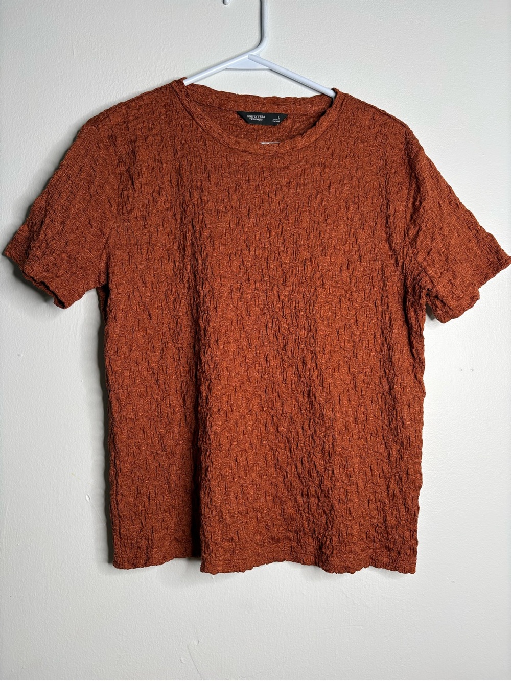 Simply Vera Vera Wang Short-Sleeve Textured Tee in Rust Size Large